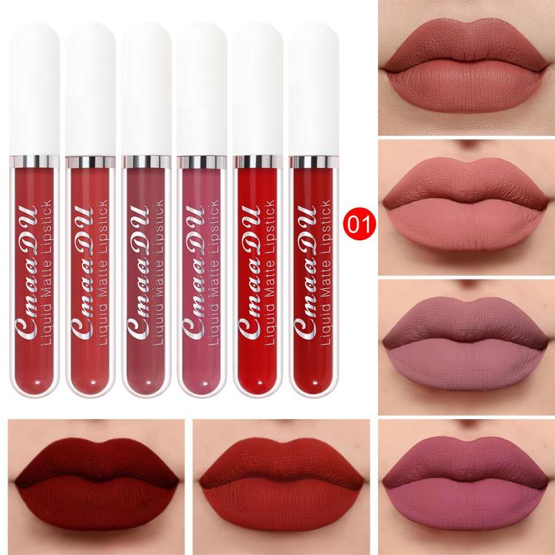 Long Lasting Matte Liquid Lipstick (6 Counts set), Moisturizing Non-stick Cup Lip Gloss, For All Occasions Lip Makeup