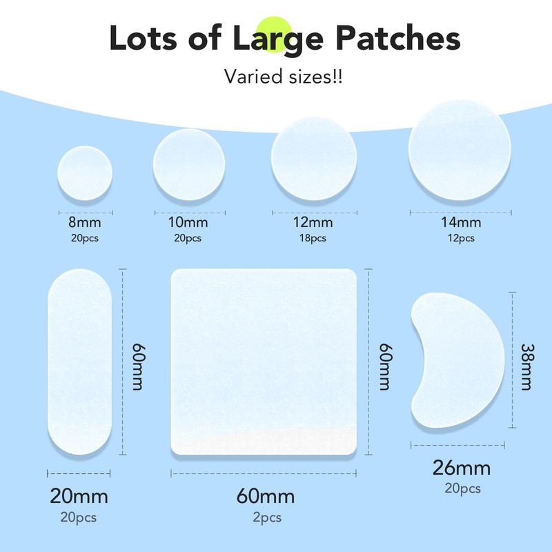 Large Pimple Patches 7 Sizes 112 Patches, Big Acne Patches Skincare, XL Acne Patches for Full Face, Forehead, Chin, Nose, Body, Back, Neck & Chest, Oval, Moon, Square star  patches