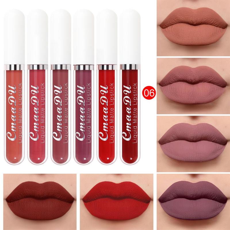 Long Lasting Matte Liquid Lipstick (6 Counts set), Moisturizing Non-stick Cup Lip Gloss, For All Occasions Lip Makeup