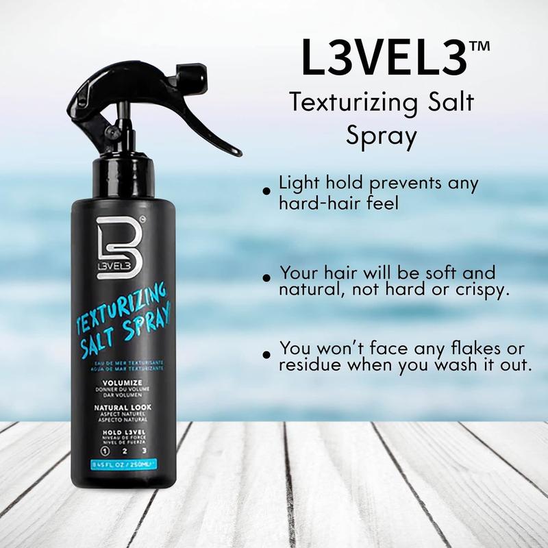 L3 Level 3 Sea Salt Texturizing Spray - Creates Beachy Waves and Texture - Casual Hair Finish