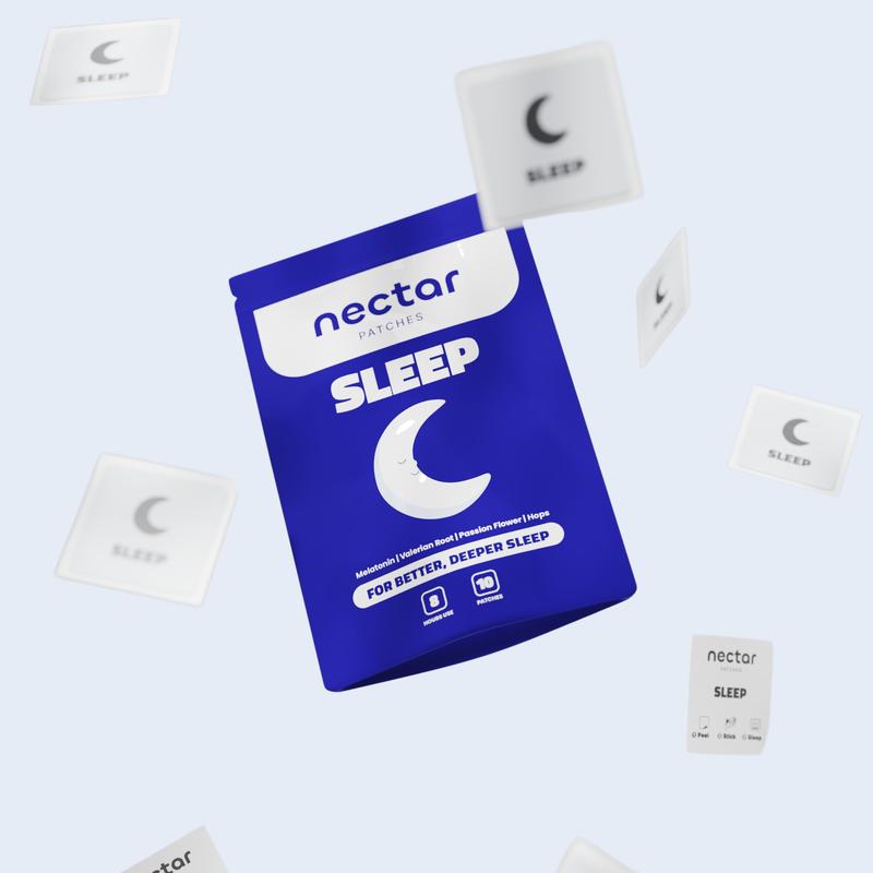 Nectar Sleep Patches - Natural Melatonin, Valerian Root, Passion Flower & Hops Patches. 8 Hours of Restful Sleep, Vegan, Gluten Free, Latex Free & Water Resistant.