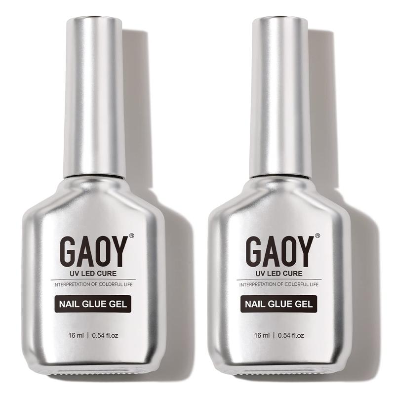 GAOY 2Pcs 16ml Gel Nail Glue, Glue Gel for Acrylic Nails Tips, 2 in 1 Nail Glue and Base Gel, Nail Lamp Needed