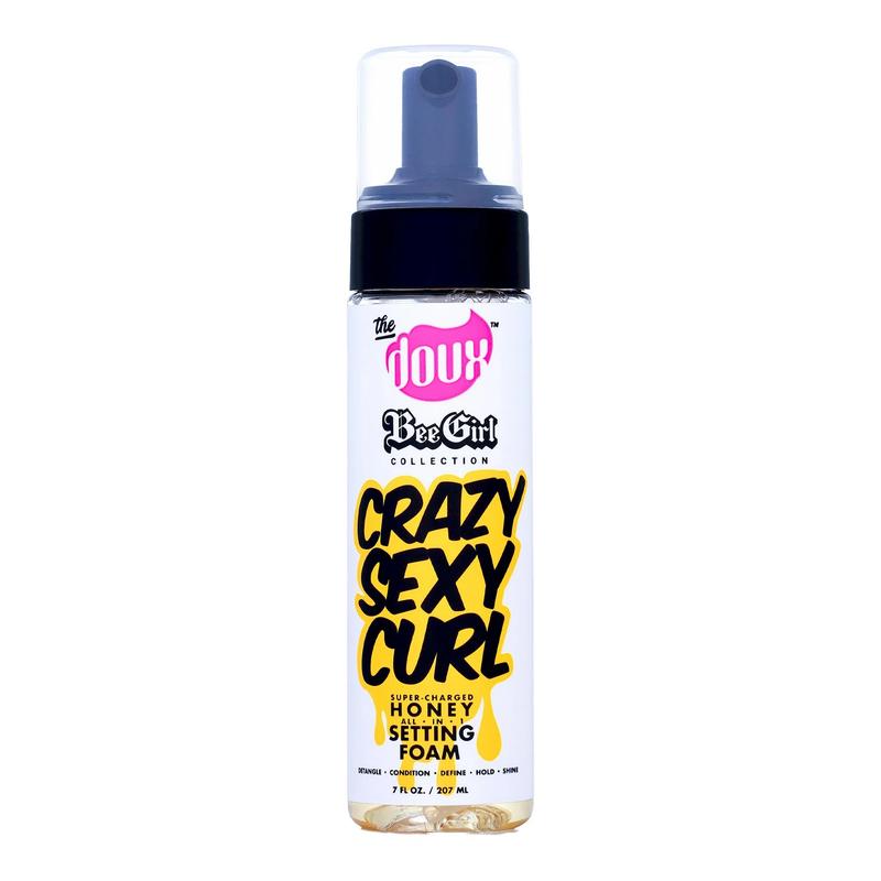 The Doux Bee Girl Crazy-Sexy-Curl Honey Setting Foam 7 oz., For All Hair Types - Frizzy Hair, Moisturizing, Gel Haircare Repairing