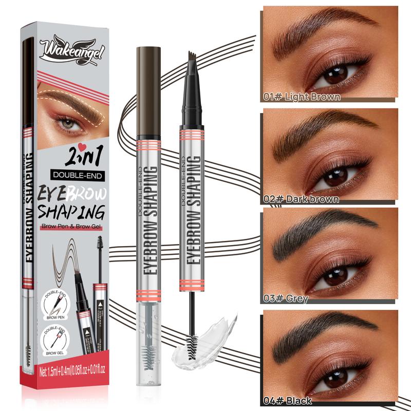 Eyebrow Pencil, Hair-like Eyebrow Pen, 2-in-1 Waterproof Brow Pen with 4 Tip, with Dual-ended Eyebrow Brush, Cosmetic Makeup