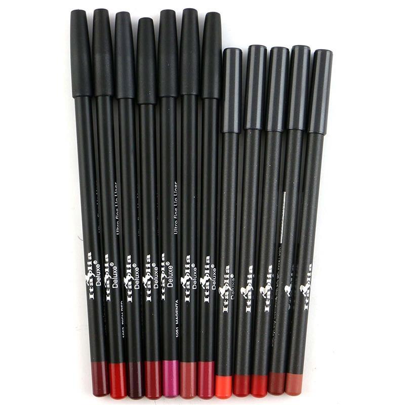 Italia Deluxe Ultra Fine Lip Liner Set of 12 Colors - Creamy and Pigmented