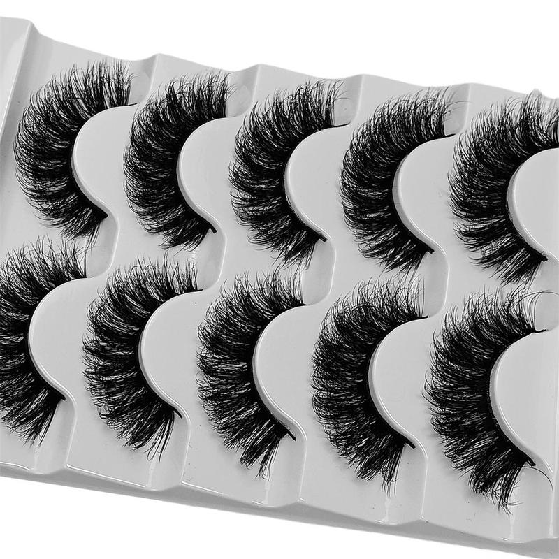 Thick & Curly False Eyelashes, 5 Pairs Natural Look Eyelash Extensions, Fluffy 3D Fake Eyelashes for Women and Girls Eye Makeup Enhancement, Christmas Gift