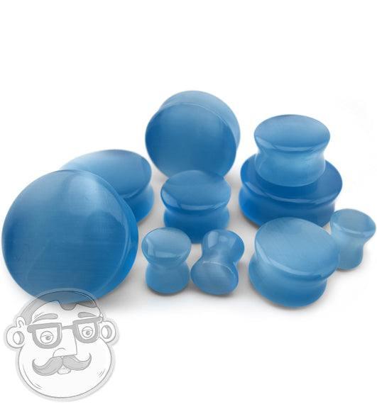 Aqua Cat's Eye Glass Plugs