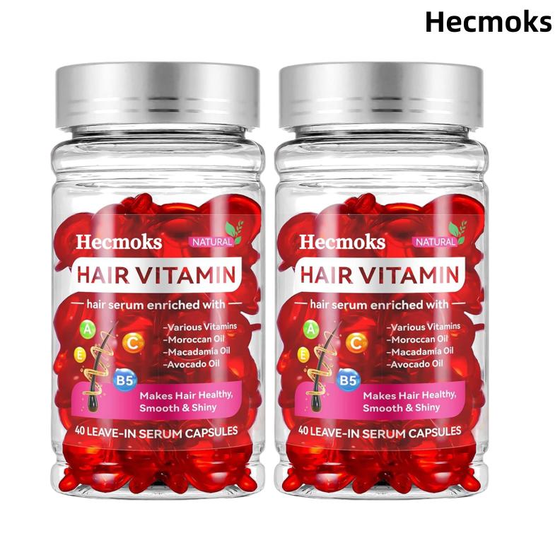 HECMOKS 2-Pack Hair Treatment Serum with Argan Macadamia Avocado Oils, Vitamins A C E Pro B5 - Silky Smooth, Soft Hair - Skincare