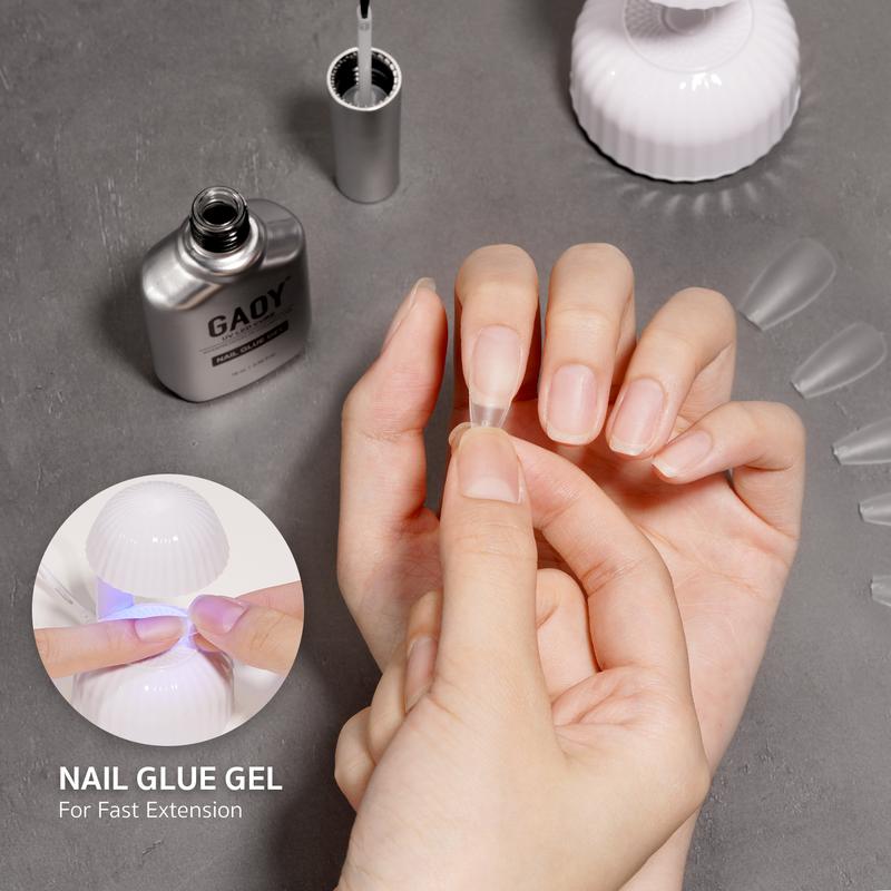 GAOY 2Pcs 16ml Gel Nail Glue, Glue Gel for Acrylic Nails Tips, 2 in 1 Nail Glue and Base Gel, Nail Lamp Needed