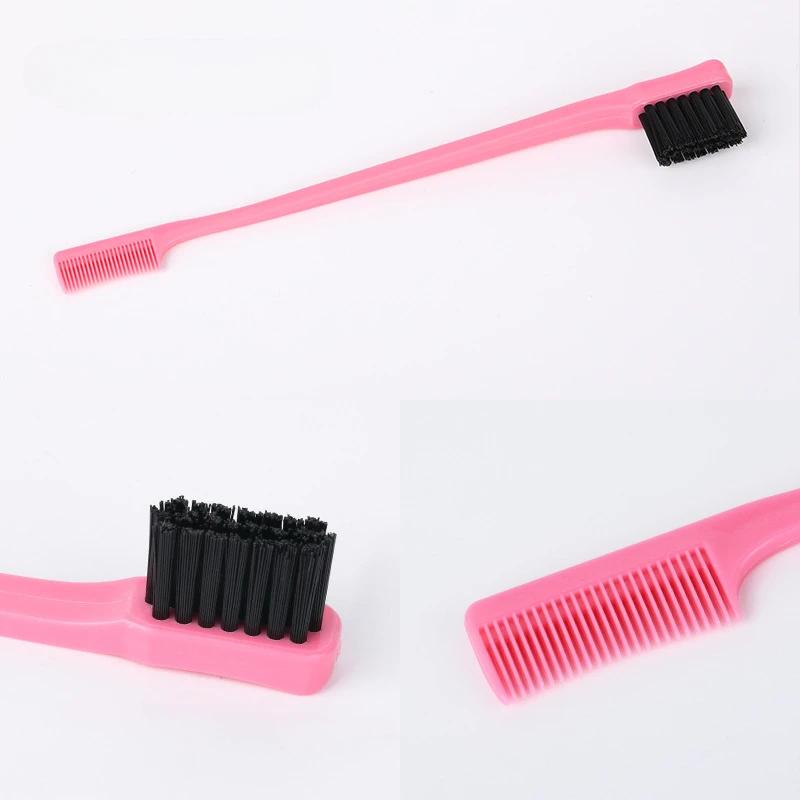 Color Random Dual Hair Edge Brush Teasing Comb Hair Styling Comb Haircare Heatless