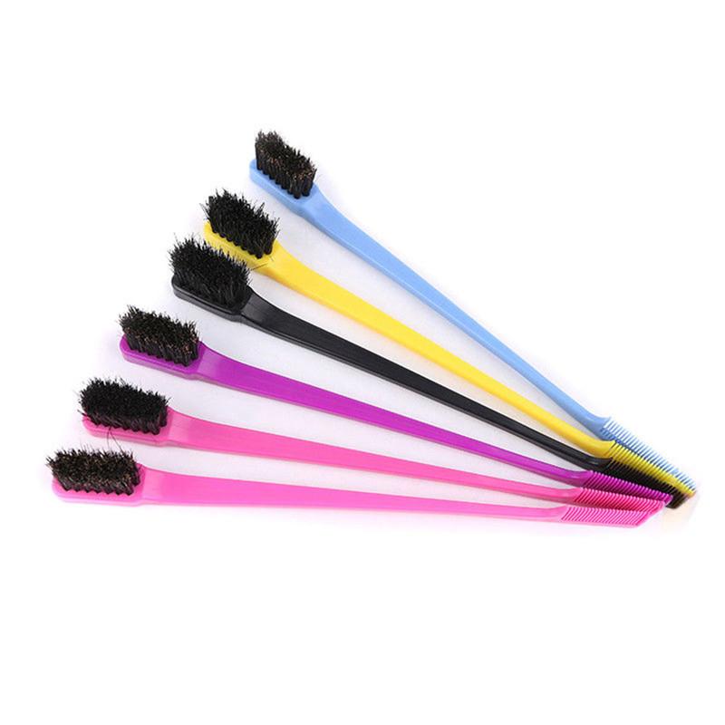 Color Random Dual Hair Edge Brush Teasing Comb Hair Styling Comb Haircare Heatless