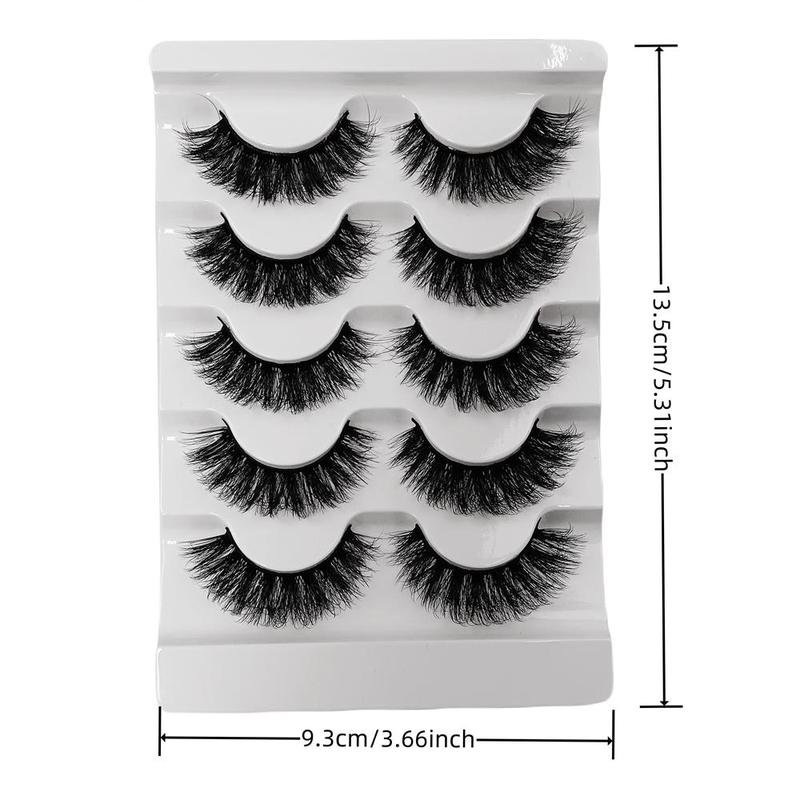 Thick & Curly False Eyelashes, 5 Pairs Natural Look Eyelash Extensions, Fluffy 3D Fake Eyelashes for Women and Girls Eye Makeup Enhancement, Christmas Gift