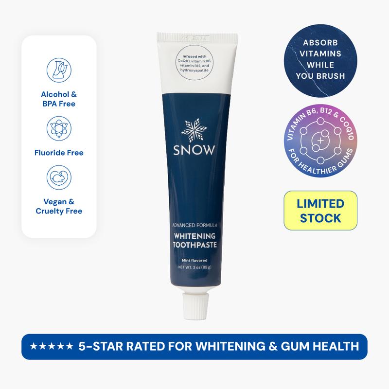 SNOW Vitamin Infused Whitening Toothpaste | Formulated with Hydroxyapatite, CoQ10, Vitamins B12 and B6 | Teeth Whitening Toothpaste | Lavender Flavor