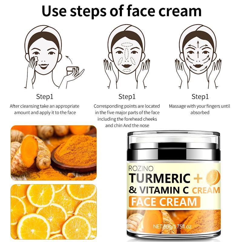 Turmeric + Vitamin C Moisturizing Face Cream, Deeply Moisturize, Tighten, Smooth and Improve Facial Skin, Leaving Skin Firm, Delicate and Elastic, Skincare Product, Christmas, Christmas Gift