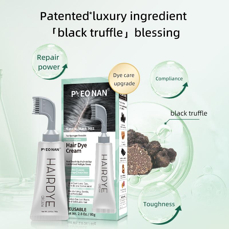 PYEONAN  Unisex Hair Dye Professional Comb  Natural Plant Extract  Without Bleaching, Instant 2 in 1 +Grey Hair Coverage and Haircare ,Grey Hair Turn to Black Color or  Drak Brown -Herbal Ingredients Hair Color 2.8Oz.  80g