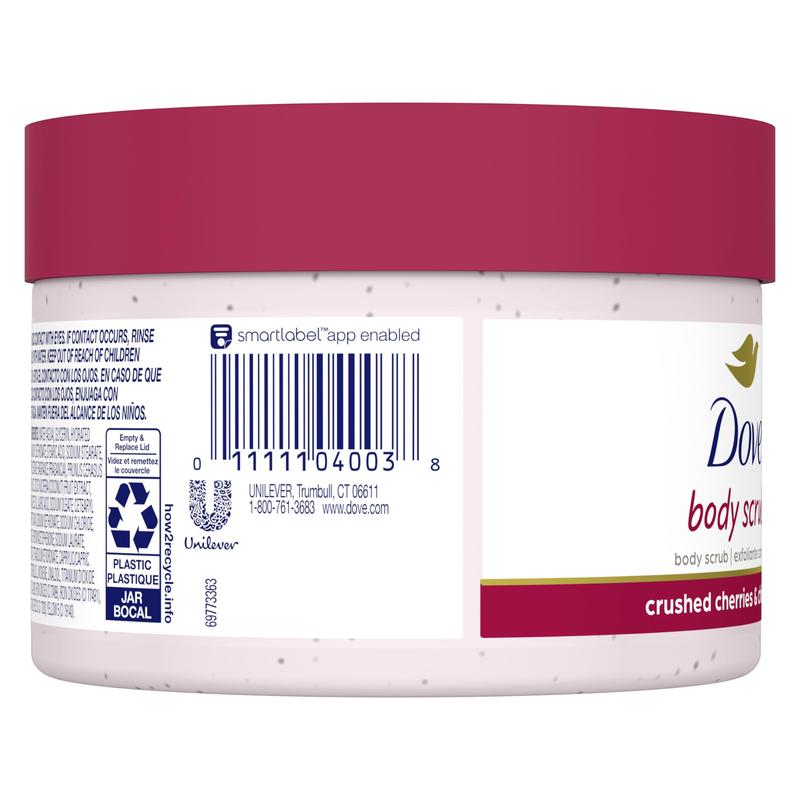 Dove Exfoliating Body Polish Crushed Cherries & Chia Milk Skin Care for Revitalized Skin Formulated with 1 4 Moisturizing Cream 10.5 oz