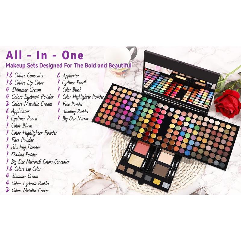 Women Makeup Sets Full Kits - 190 Colors Cosmetic Make Up Gifts Combination with Eyeshadow Blusher Eyebrow Face Concealer Powder Eyeliner Pencil Lip Colors All-in-One Makeup Palette Kit (SET B)