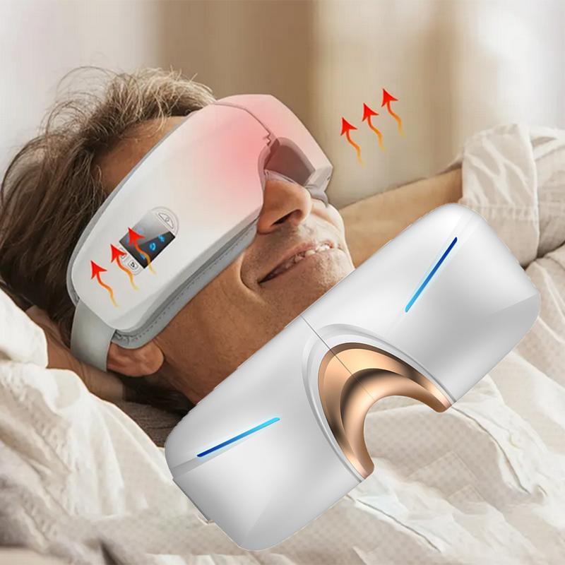 Eye Massager With Heating And Cooling Function, Smart Eye Mask Relieve Eye Fatigue Eye Massager With Heat, For Migraine, Dry Eye And Dark Circles - Rechargeable Music Heated Eye Mask Massager, Relaxing - Birthday Gift Father's Day Gift White.