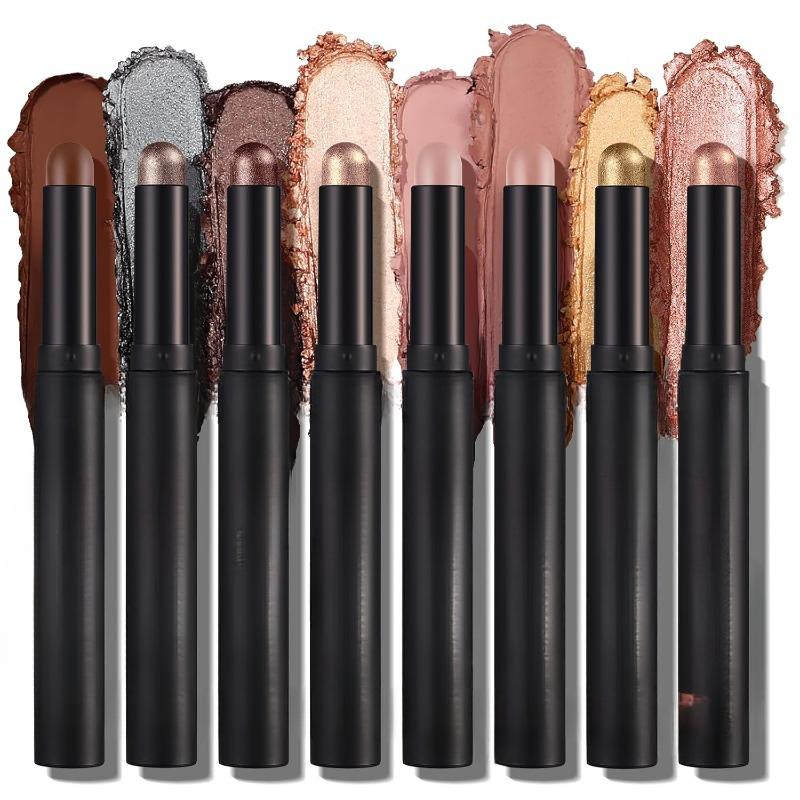 Eyeshadow Stick Set, 8 Colors Matte Professional Bright-Colored Contouring and Eyeshadow Stick, Cream Eyeshadow Waterproof Long Lasting High Pigmented Eye Shadow. (8, EYESHADOW B)