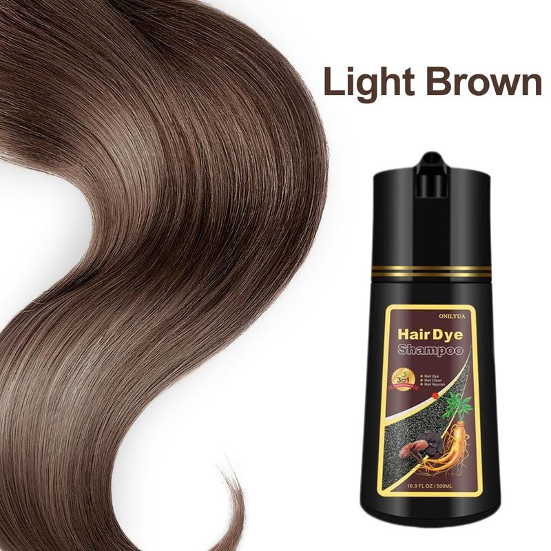 IEMOKODA Light Brown Hair Dye Shampoo 3 in 1 , Long-lasting & Natual Brown Hair Shampoo, Brown Hair Dye Easy to Use at Home 16.9 Fl Oz Haircare