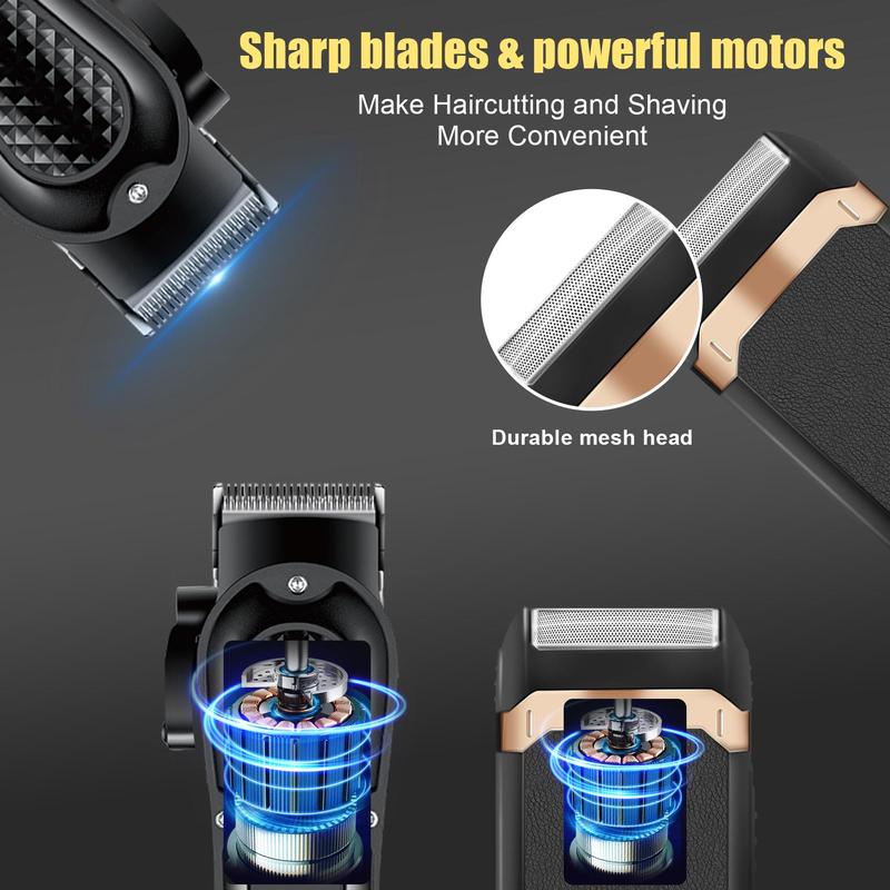 Hair Clipper & Shaver Set, 1 Box Rechargeable Hair Trimmer & Accessories, Professional Hair Trimmer for Men, Great Christmas Gift for Him