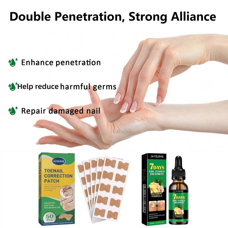 Ginger Nail Care Liquid & Toenail Correction Sticker, 3 Counts set Nail Strengthening Serum & Toenail Correction Sticker, Nail Care Product for Women & Men