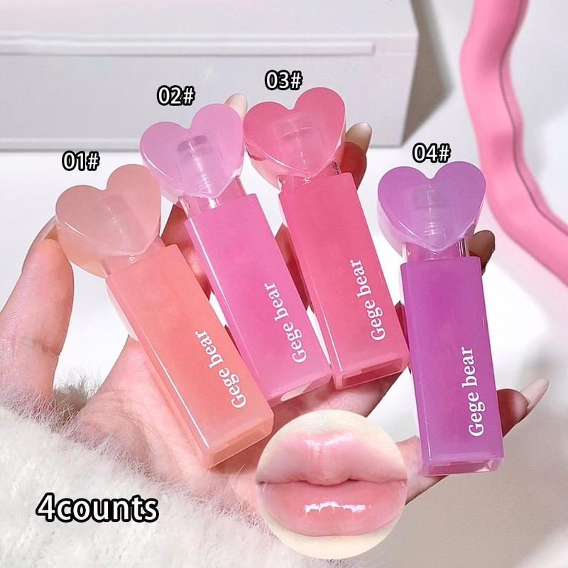 Moisturizing Lip Oil, 4 Counts set Hydrating Lip Balm, Glossy Lip Glaze Stick, Plumping Lip Oil Lip Stick for Girls & Women, Christmas Gift