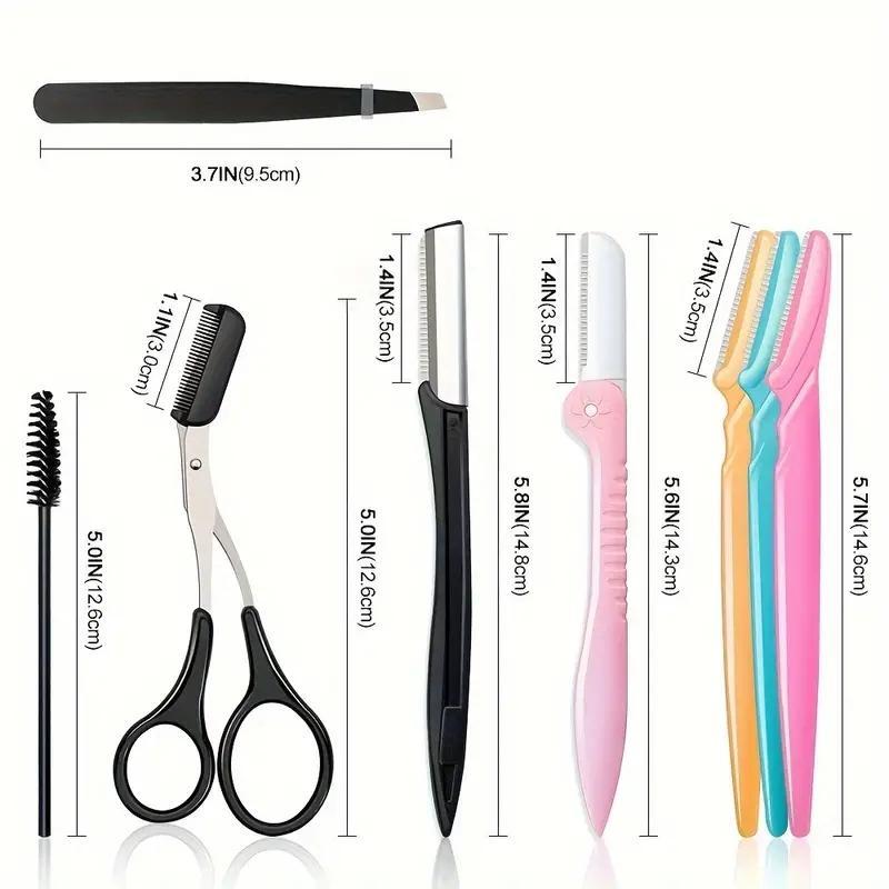 Eyebrow Razor Set, 13pcs set Stainless Steel Eyebrow Shaver with Safety Cover, Facial Hair Shaving Tool, Eyebrow Trimmer, Makeup Tool for Women