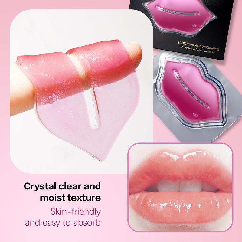 Collagen Lip Mask, 10pcs set Moisturizing Lip Care Patches, Hydrating Lip Care Mask, Lip Care Product for Women & Girls