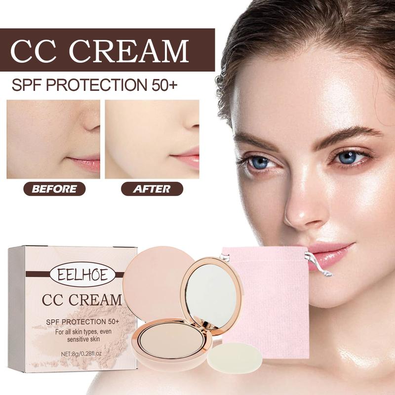 Air Cushion CC Cream Foundation with SPF 50, Cushion Foundation Full Coverage Moisturizing BB Cream Makeup Long Lasting Matte Concealer for All Skin Types