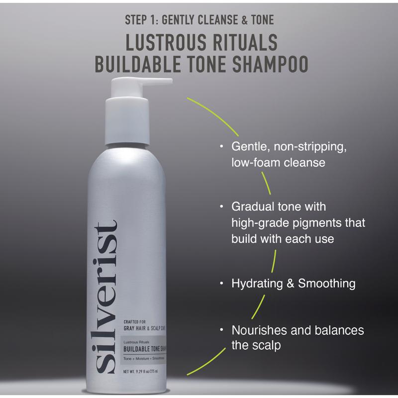 Silverist 3-Step System: Shampoo, Conditioner & Leave-In Serum. For Gray, Silver, White + Blonde tones. Hyaluronic Acid, Niacinamide + Rice Protein.