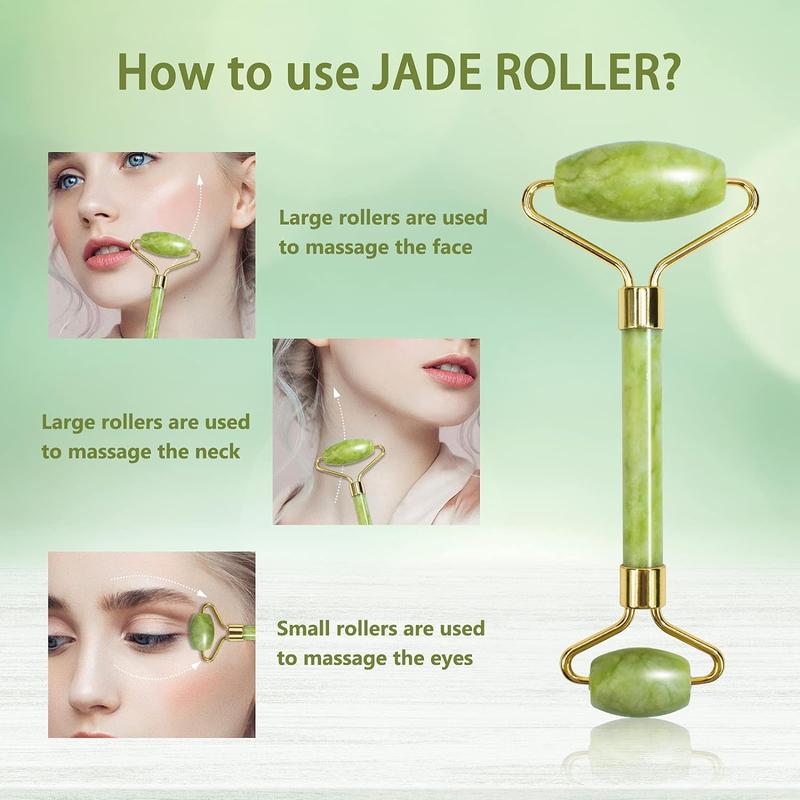 Gua Sha Facial Tool & Jade Roller Set for Skin Care, Reduce Puffiness and Improve Wrinkles, Guasha Tool  Gua Sha Stone Self Care Gift for Woman