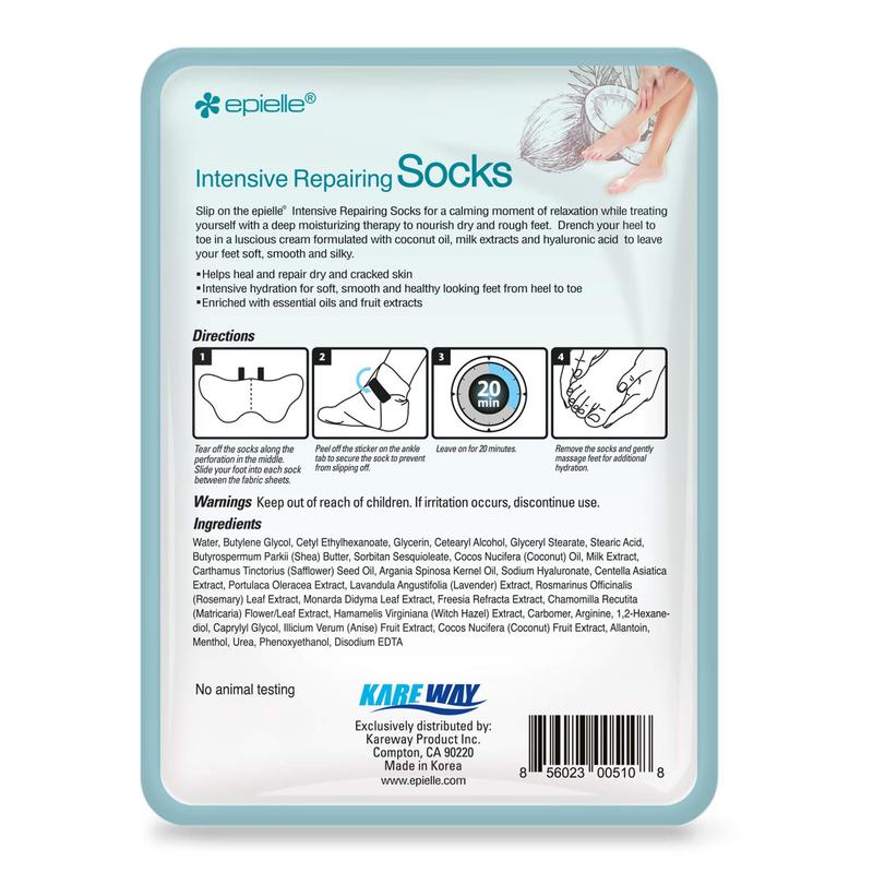 Intensive Repairing Masks 12pk for Hand and Foot - 6 Glove & 6 Socks Dry Hand, Dry & Cracked Heel to Toe