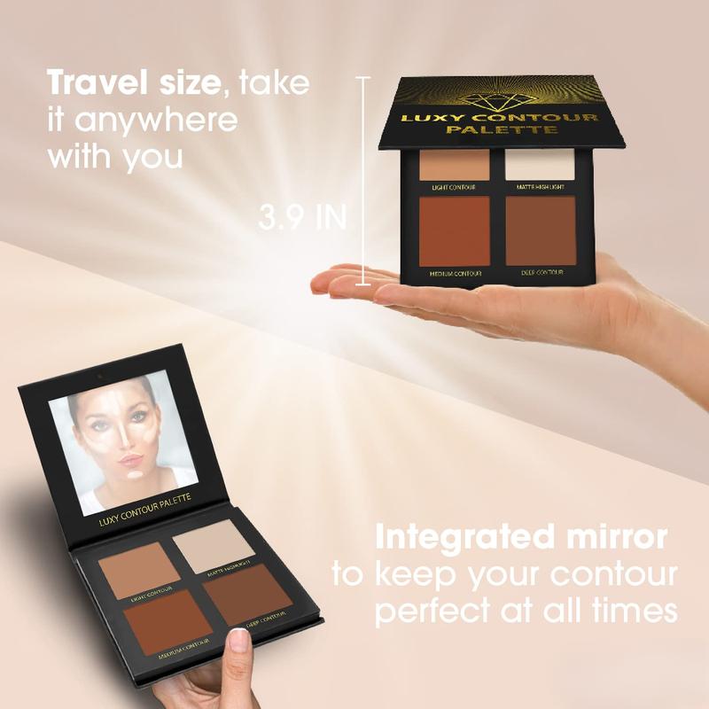 Contour Palette Powder Contour Kit - Contouring Makeup Palette With Mirror - 4 Highly Pigmented Matte Colors For Contouring And Highlighting - Vegan, Cruelty Free And Hypoallergenic