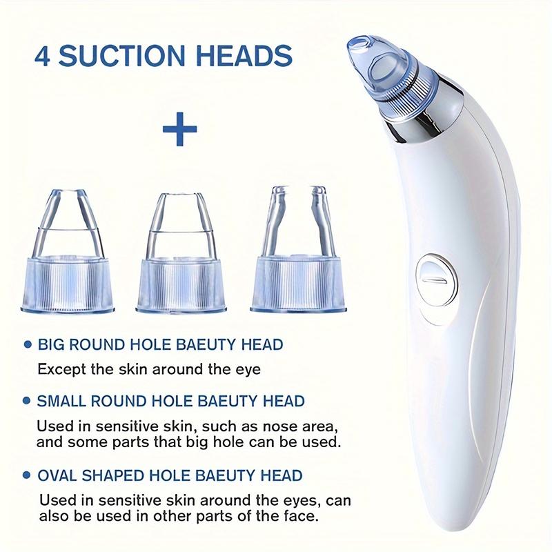 Blackhead Remover Pore Vacuum,4 Suction Heads,2 Strength,USB Rechargeable Blackhead Vacuum Kit-Facial Pore Cleaner Electric Acne Extractor Tool Adjustable Sensitive