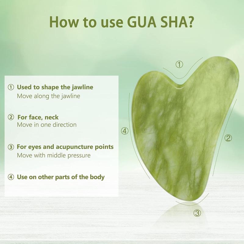 Gua Sha Facial Tool & Jade Roller Set for Skin Care, Reduce Puffiness and Improve Wrinkles, Guasha Tool  Gua Sha Stone Self Care Gift for Woman