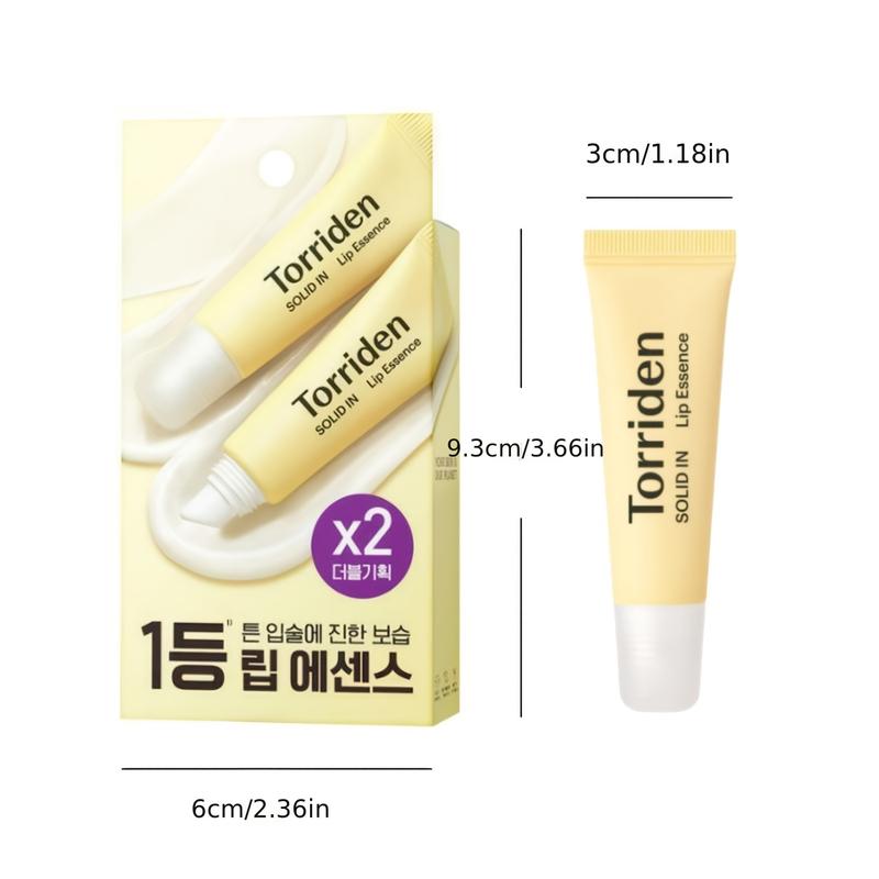 2-Pack Torriden SOLID IN Ceramide Lip Essence, 0.37 Oz Each - Unisex Hypoallergenic Lip Balm for Dry Skin, Natural Finish with Glycerin, Jojoba Seed Oil, Ceramides & Fuligo Wax for Glowy, Plumped Lips