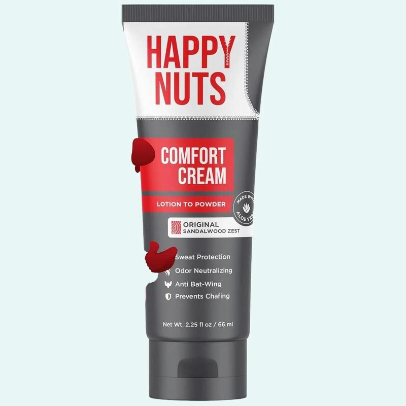 HAPPY NUTS Comfort Cream Deodorant For Men: Anti-Chafing Sweat Defense, Odor Control, Aluminum-Free Mens hygiene body productfor Men's Private Parts 2.25 oz. (Original)