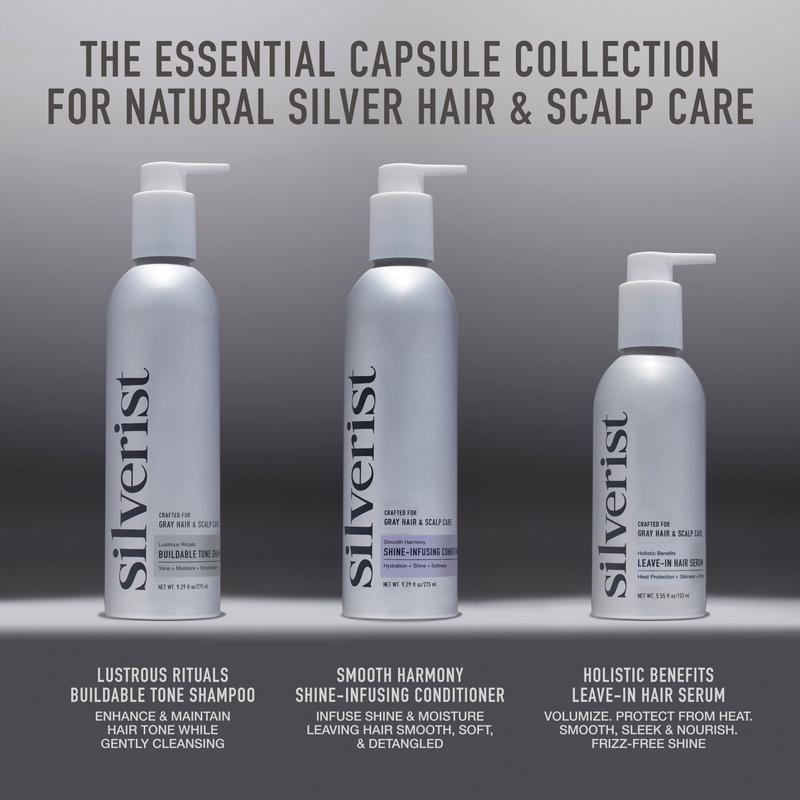 Silverist 3-Step System: Shampoo, Conditioner & Leave-In Serum. For Gray, Silver, White + Blonde tones. Hyaluronic Acid, Niacinamide + Rice Protein.