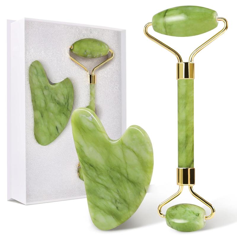 Gua Sha Facial Tool & Jade Roller Set for Skin Care, Reduce Puffiness and Improve Wrinkles, Guasha Tool  Gua Sha Stone Self Care Gift for Woman