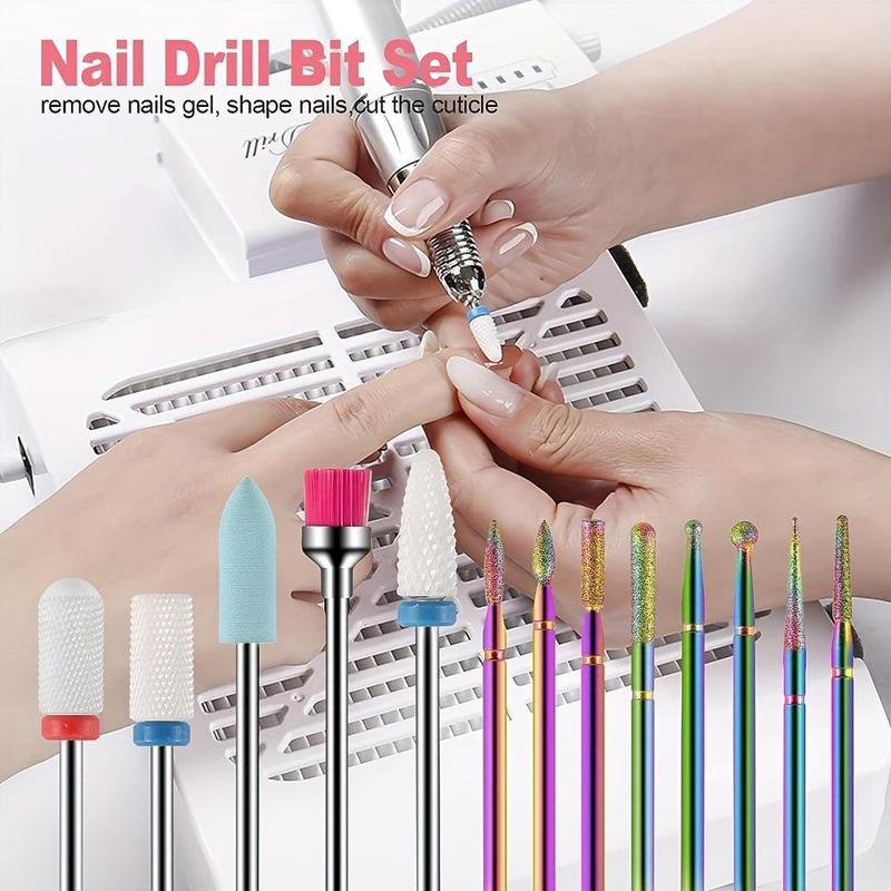 Nail Drill Bit Set, 13pcs set Nail Drill Bit Set for Removing Gel Acrylic Cuticle, Manicure & Pedicure Tools for Home & Salon Use