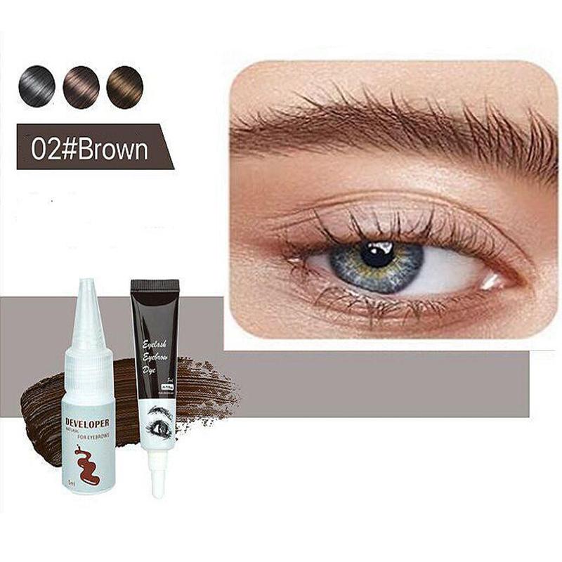 Eyebrow Dye Kit, Long-Lasting Eyebrow Cream with Mini Eyebrow Brushes Tweezers & Eye Patches, Easy Applying Eyebrow Tinting Kit