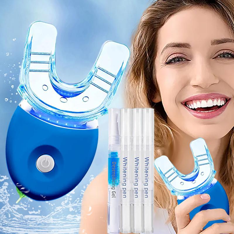 ANTeeth Whitening Kit - 5X LED Light Tooth Whitener with 3pcs Whitening pens,1 Desensitization pen,1 Mouth Trays Restores Your White Smile,pefect gift for girlfriend