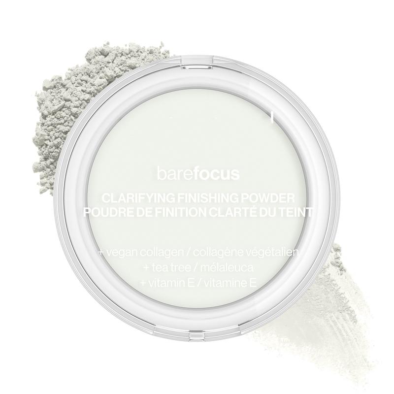 Bare Focus Clarifying Finishing Powder. Matte, pressed setting powder in translucent shade.