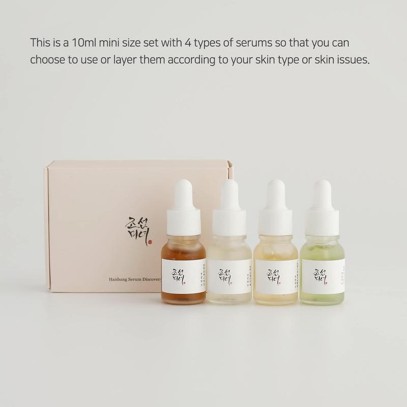 [Beauty of Joseon] Hanbang Serum Discovery Kit, 10ml Mini Size Set, Calming Serum, Glow Serum, Glow Deep Serum, Revive Serum, Before Taking The Plunge On a Full-Size Bottle, Moisture and Lightweight texture, Diy Mixing Serum, Korean Skin Care