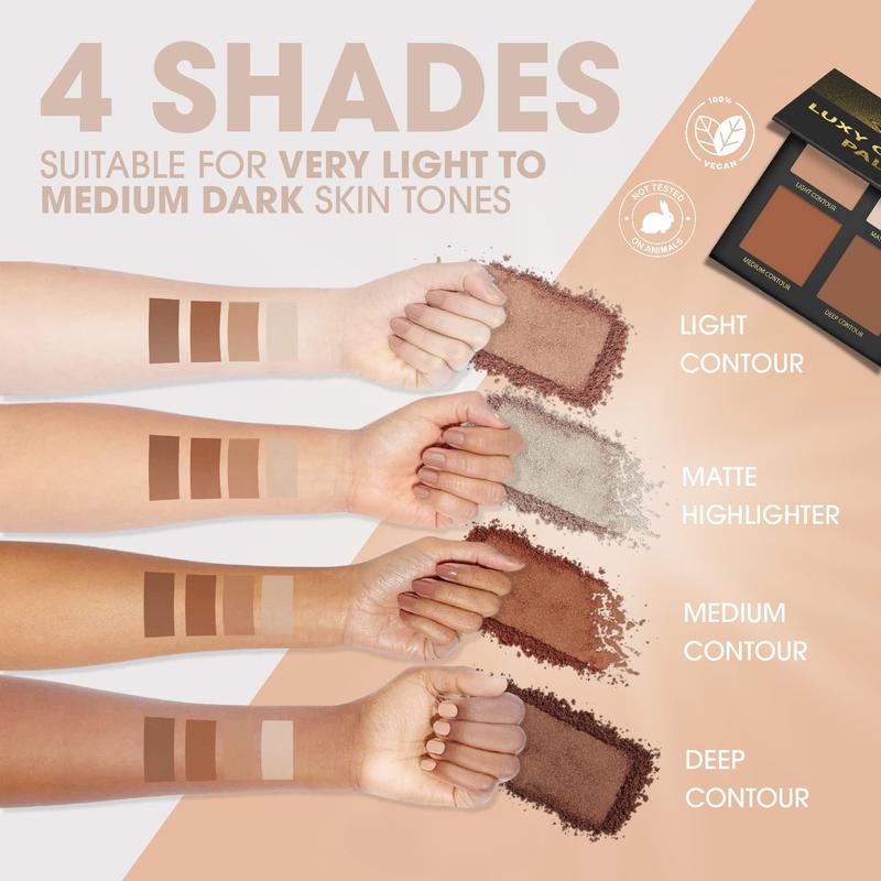 Contour Palette Powder Contour Kit - Contouring Makeup Palette With Mirror - 4 Highly Pigmented Matte Colors For Contouring And Highlighting - Vegan, Cruelty Free And Hypoallergenic