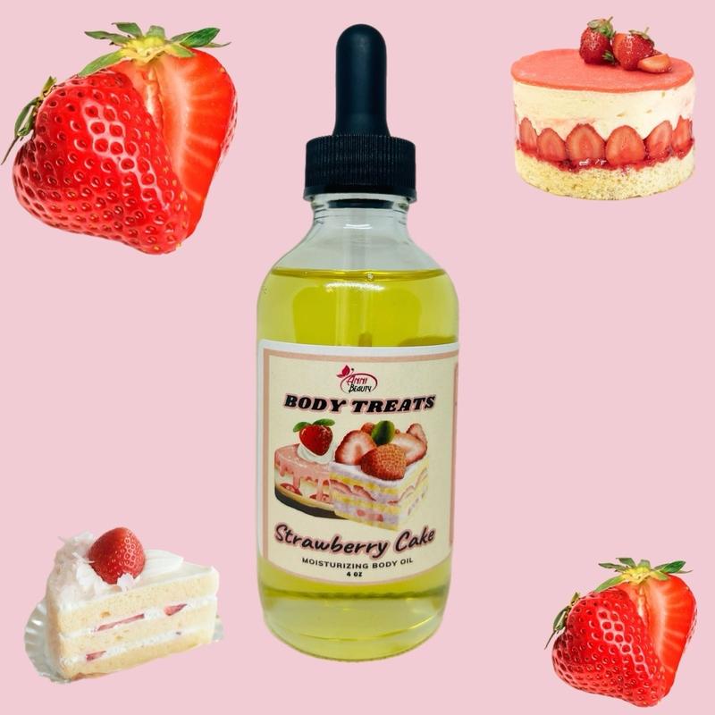 Strawberry Cake Moisturizing Body Oil - Holiday Gift - skincare