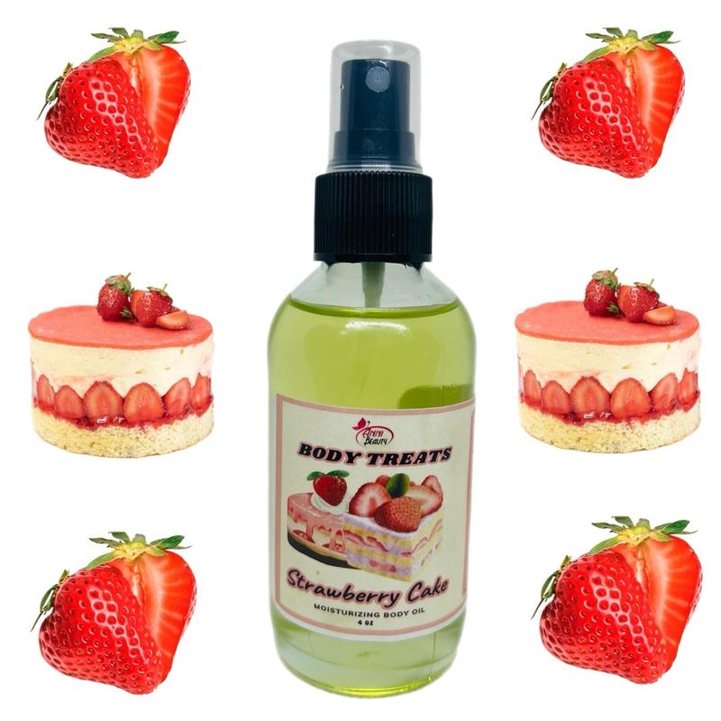 Strawberry Cake Moisturizing Body Oil - Holiday Gift - skincare