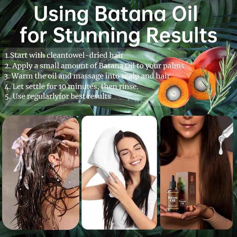 100% Unrefined Batana Oil from Honduras -Fuller, Thicker Hair for Women&Men, Silky Conditioning, Frizz Control&Color Care