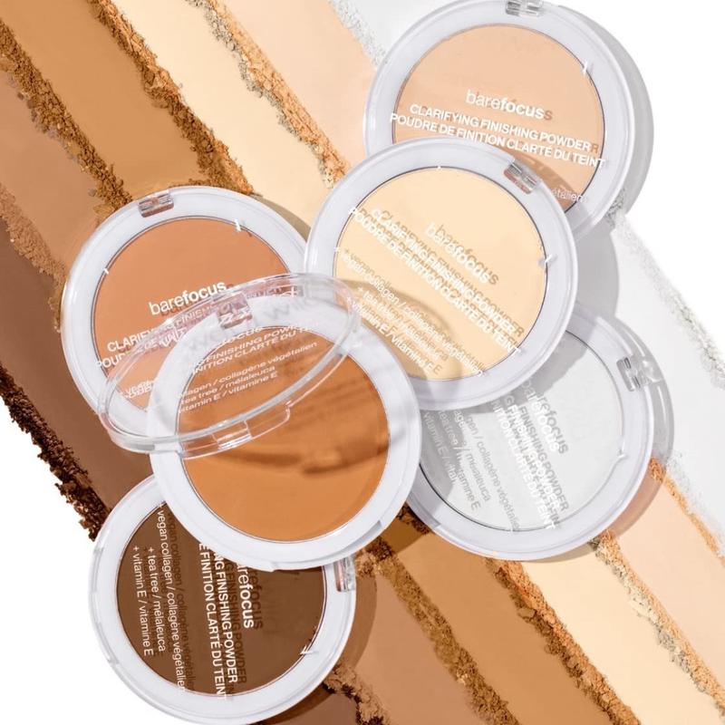 Bare Focus Clarifying Finishing Powder. Matte, pressed setting powder in translucent shade.